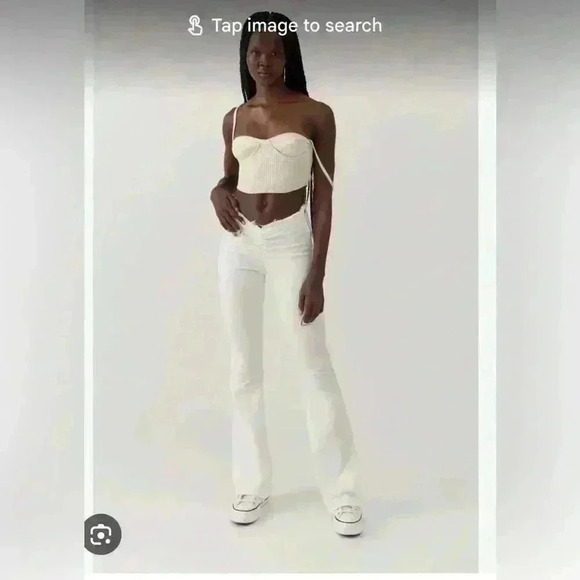 White Flare Wide Leg High-Waisted Jeans - Picture 1 of 9